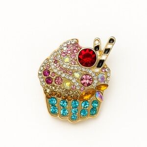 ⚜️❤️‍🔥 Cakéz Colorful Cupcake Brooch with Crystals 🧁💎